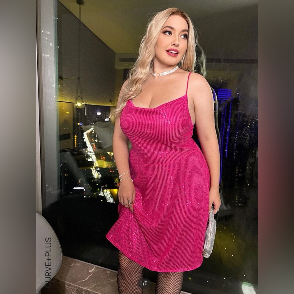 Pink Sequined Cami Dress